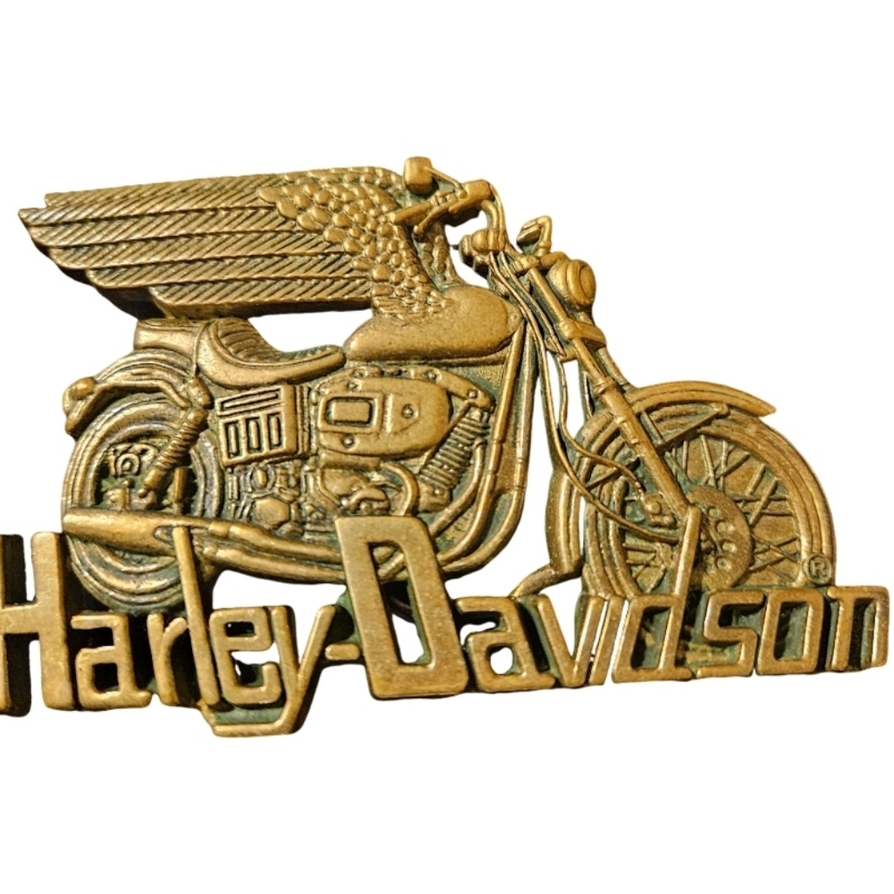 🏍 1983 Baron HD Winged Cycle Brass Belt Buckle